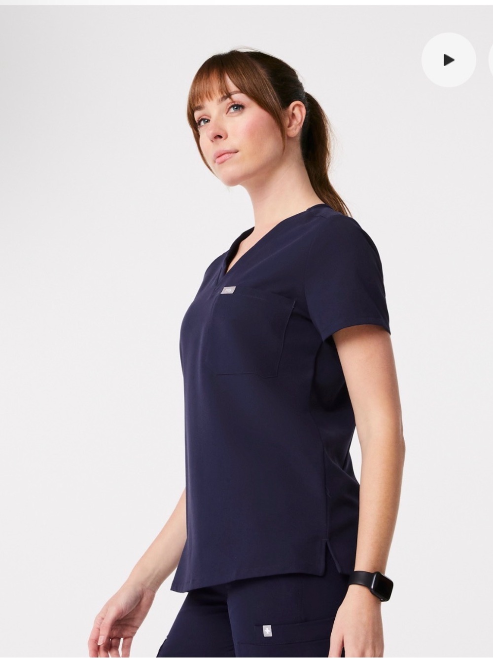 Figs Navy  Catarina one pocket scrub top size extra small NWOT